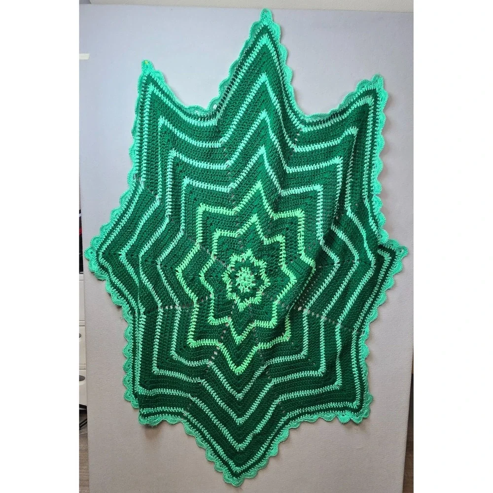 Vintage Handmade Crochet Afghan Big Star Throw Retro Boho Cottage‎ Core Granny